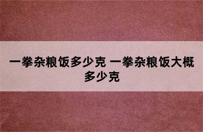 一拳杂粮饭多少克 一拳杂粮饭大概多少克